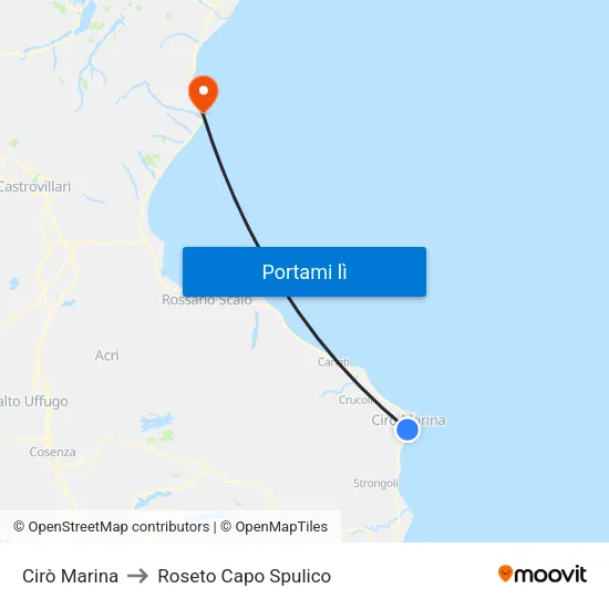Cirò Marina to Roseto Capo Spulico map