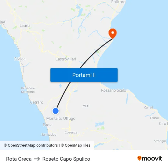 Rota Greca to Roseto Capo Spulico map