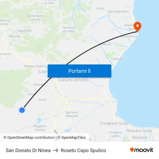San Donato Di Ninea to Roseto Capo Spulico map