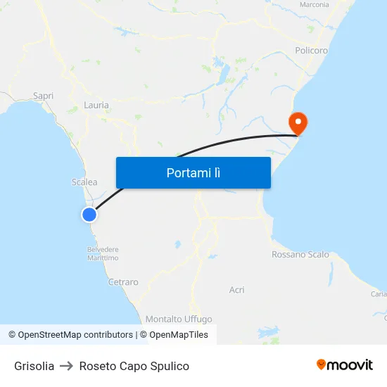 Grisolia to Roseto Capo Spulico map
