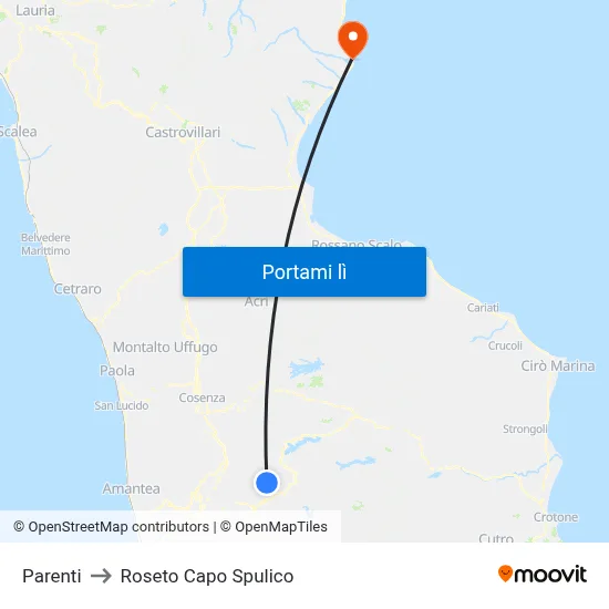 Parenti to Roseto Capo Spulico map