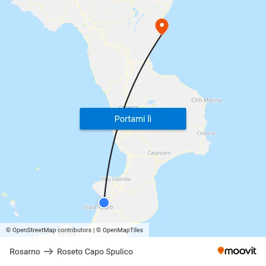 Rosarno to Roseto Capo Spulico map