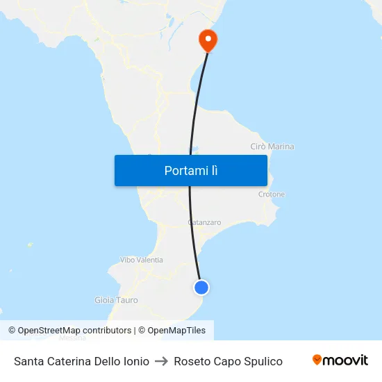 Santa Caterina Dello Ionio to Roseto Capo Spulico map
