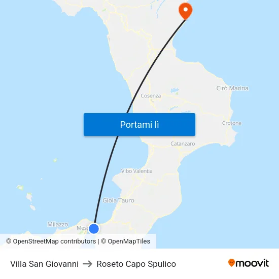 Villa San Giovanni to Roseto Capo Spulico map