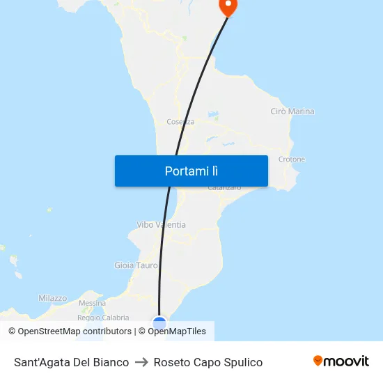 Sant'Agata Del Bianco to Roseto Capo Spulico map