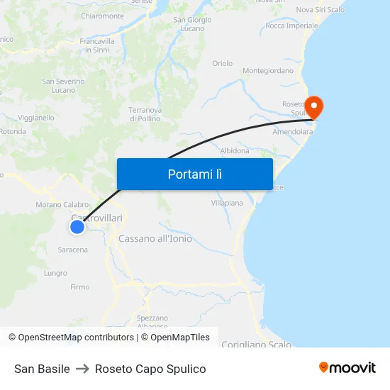 San Basile to Roseto Capo Spulico map