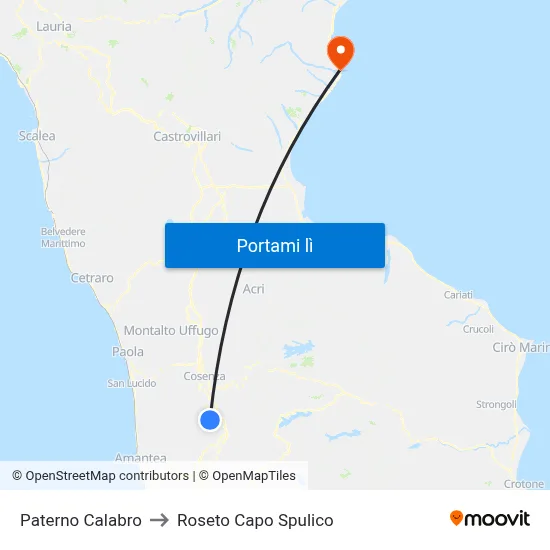 Paterno Calabro to Roseto Capo Spulico map