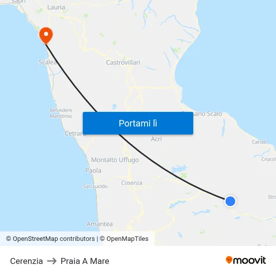 Cerenzia to Praia A Mare map