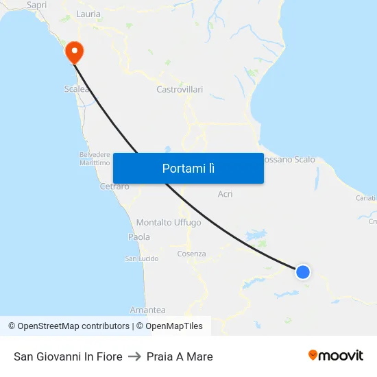 San Giovanni In Fiore to Praia A Mare map