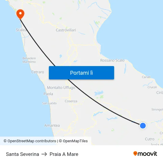 Santa Severina to Praia A Mare map