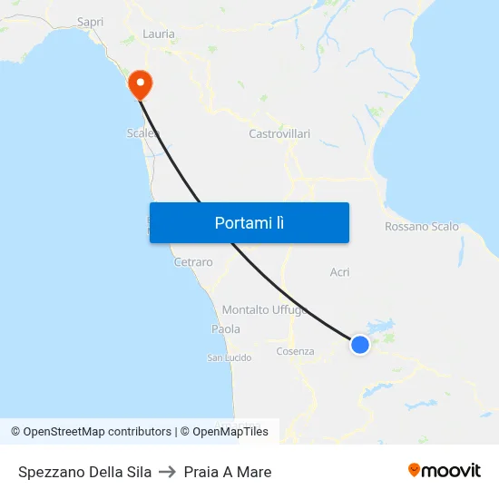 Spezzano Della Sila to Praia A Mare map