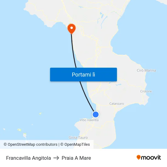 Francavilla Angitola to Praia A Mare map