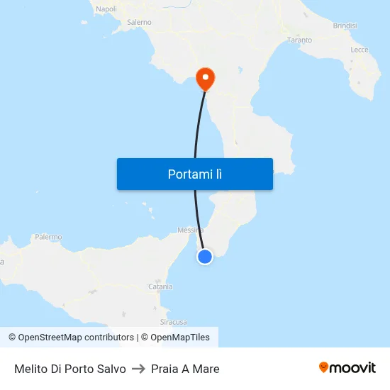 Melito Di Porto Salvo to Praia A Mare map