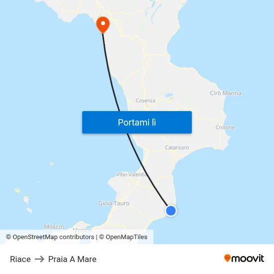Riace to Praia A Mare map