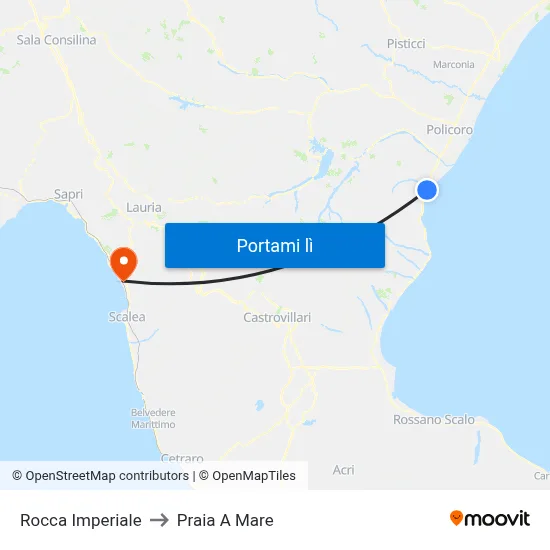 Rocca Imperiale to Praia A Mare map