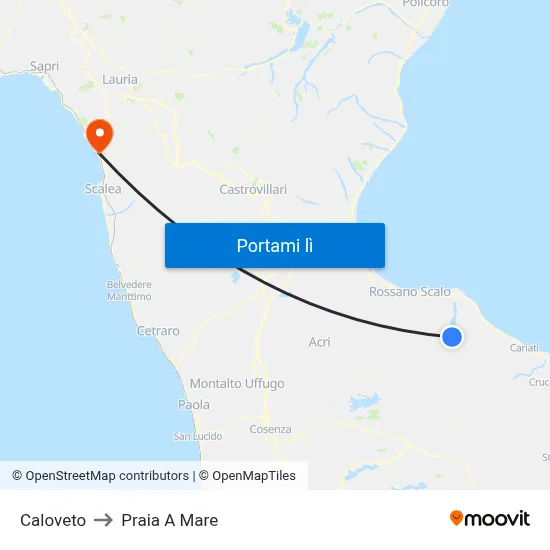 Caloveto to Praia A Mare map