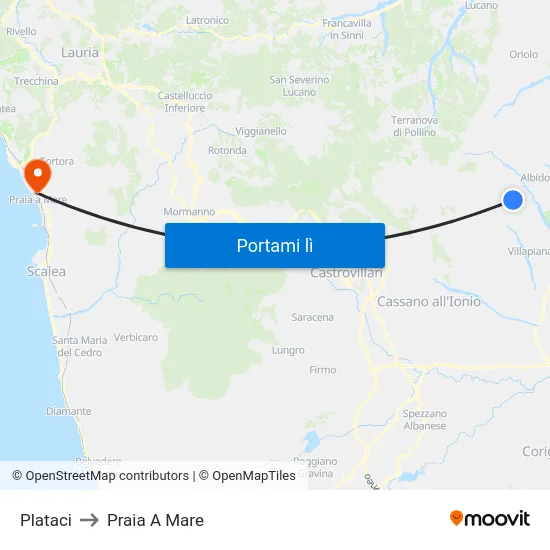 Plataci to Praia A Mare map