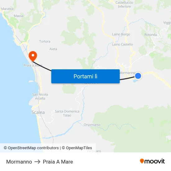 Mormanno to Praia A Mare map