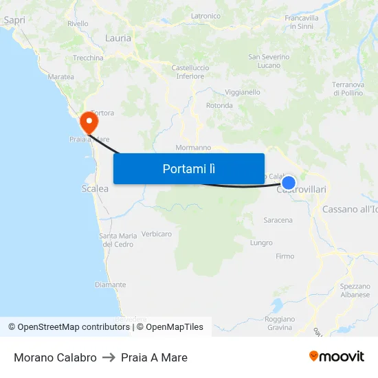 Morano Calabro to Praia A Mare map