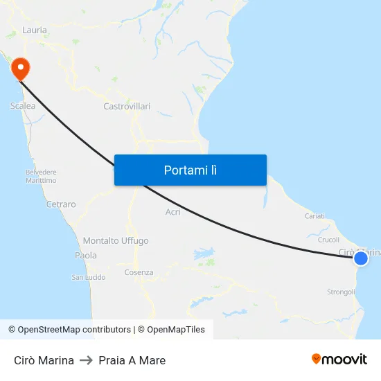 Cirò Marina to Praia A Mare map