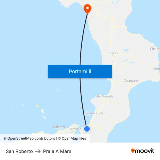 San Roberto to Praia A Mare map