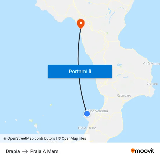 Drapia to Praia A Mare map