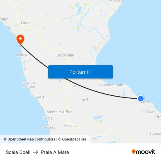 Scala Coeli to Praia A Mare map