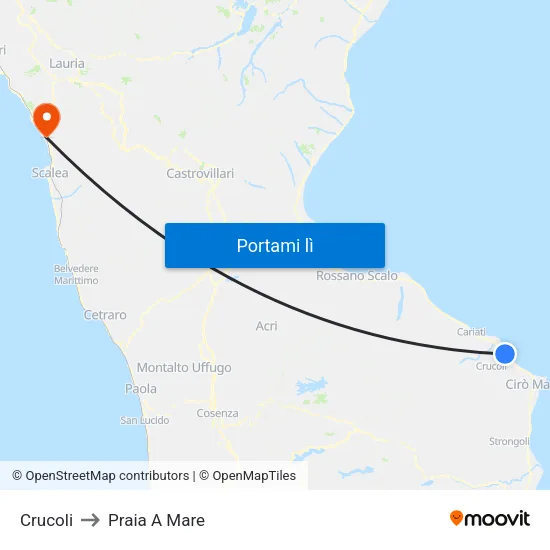 Crucoli to Praia A Mare map