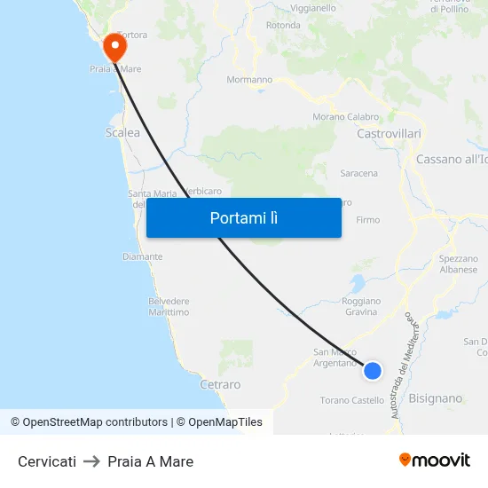 Cervicati to Praia A Mare map