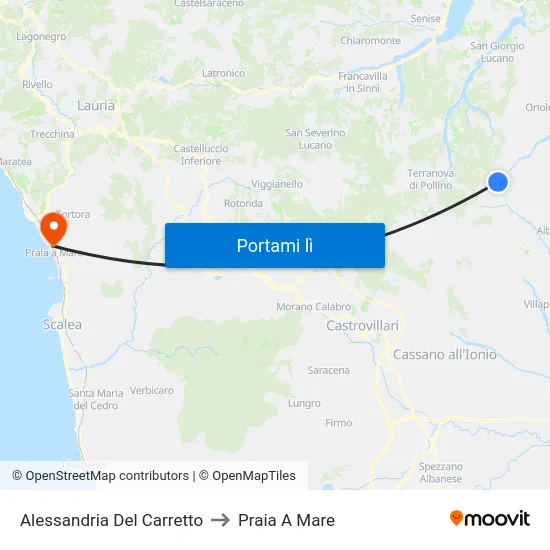 Alessandria Del Carretto to Praia A Mare map