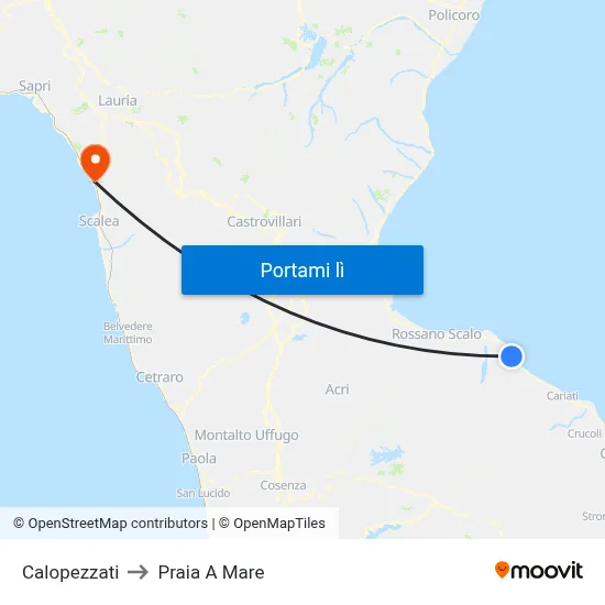 Calopezzati to Praia A Mare map