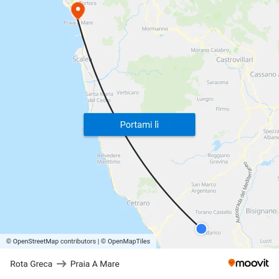 Rota Greca to Praia A Mare map