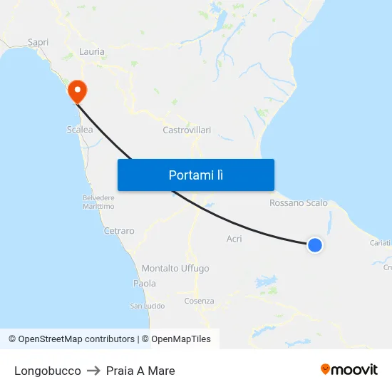 Longobucco to Praia A Mare map