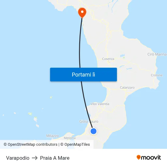 Varapodio to Praia A Mare map