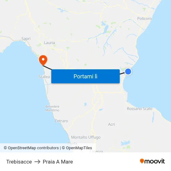 Trebisacce to Praia A Mare map