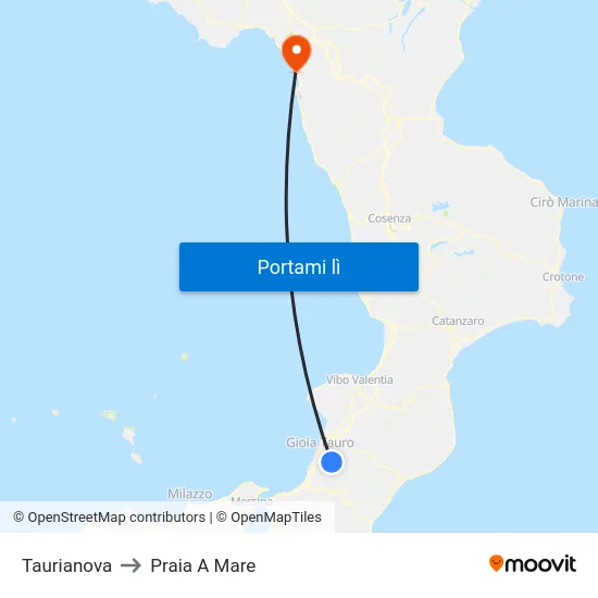 Taurianova to Praia A Mare map