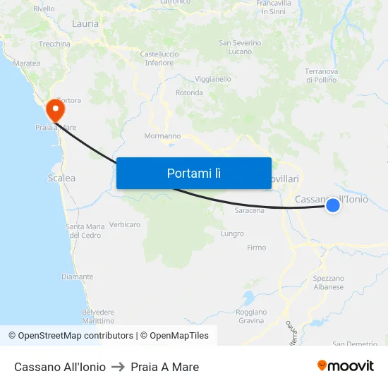 Cassano All'Ionio to Praia A Mare map