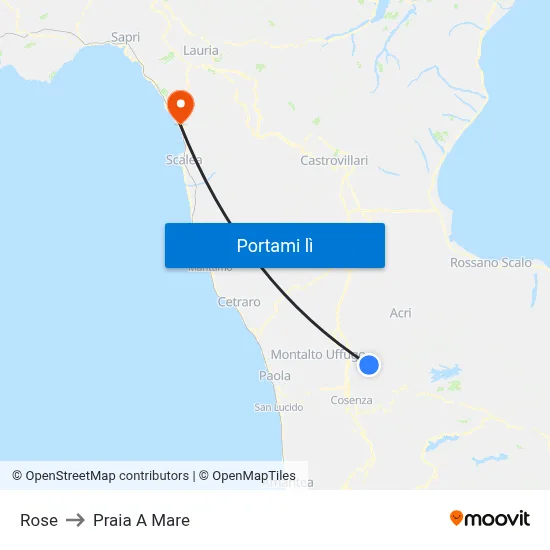 Rose to Praia A Mare map