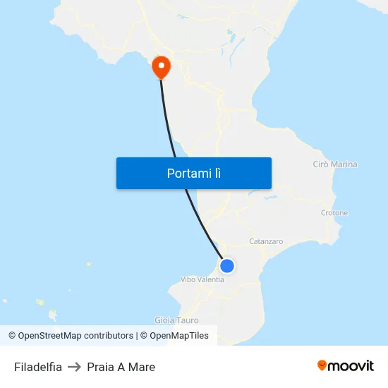 Filadelfia to Praia A Mare map