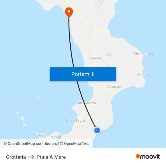 Grotteria to Praia A Mare map