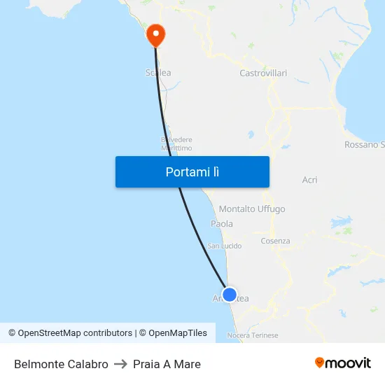 Belmonte Calabro to Praia A Mare map