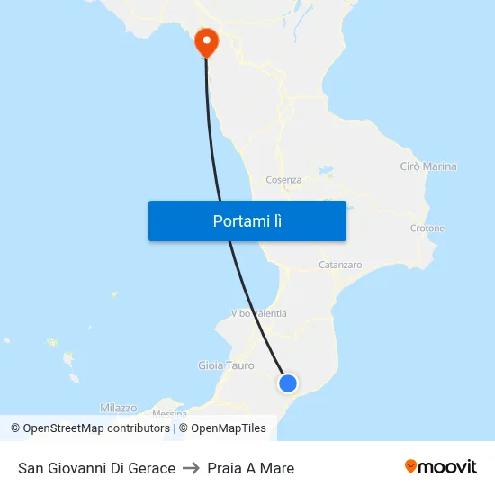San Giovanni Di Gerace to Praia A Mare map