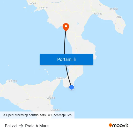 Palizzi to Praia A Mare map