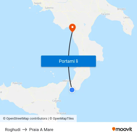 Roghudi to Praia A Mare map