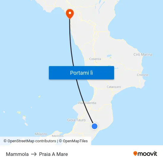 Mammola to Praia A Mare map