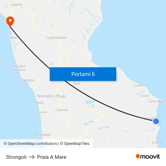 Strongoli to Praia A Mare map