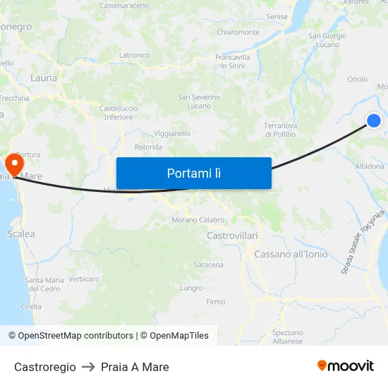 Castroregio to Praia A Mare map