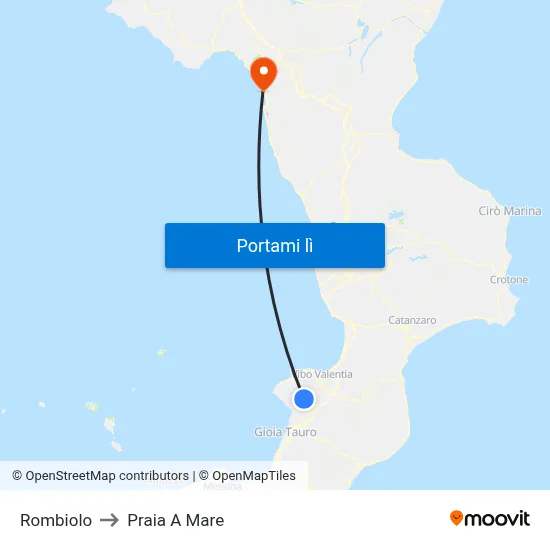 Rombiolo to Praia A Mare map
