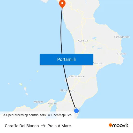 Caraffa Del Bianco to Praia A Mare map