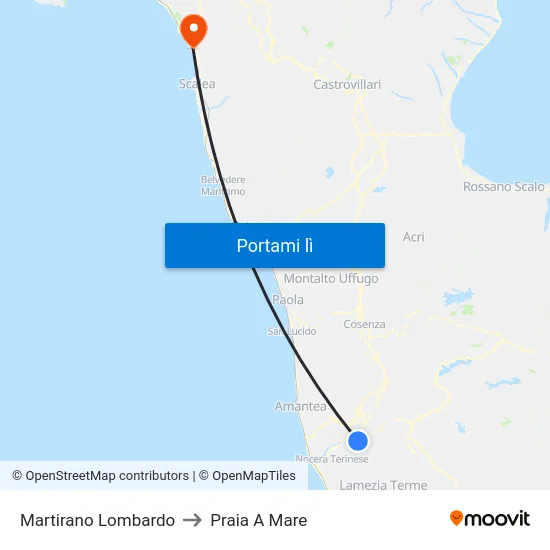 Martirano Lombardo to Praia A Mare map